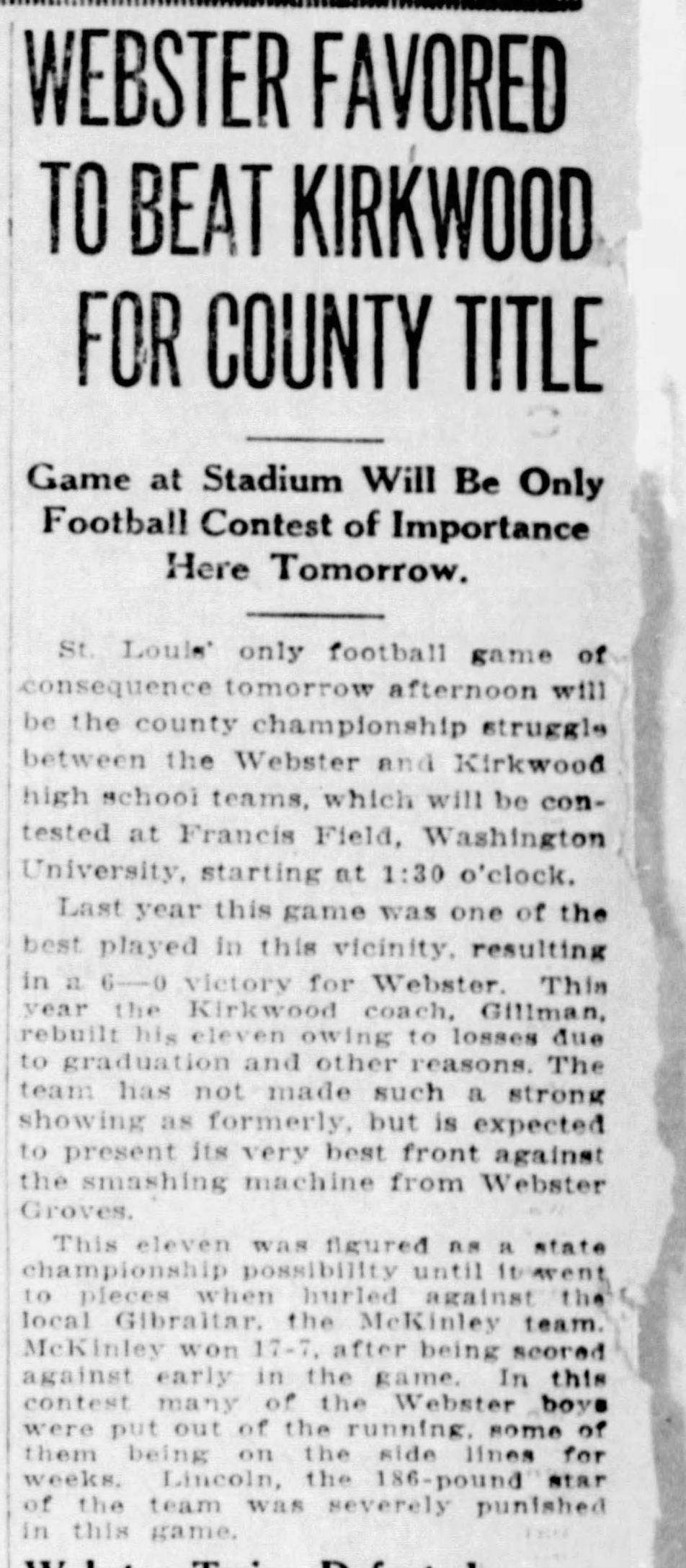 1917: The only game of importance
